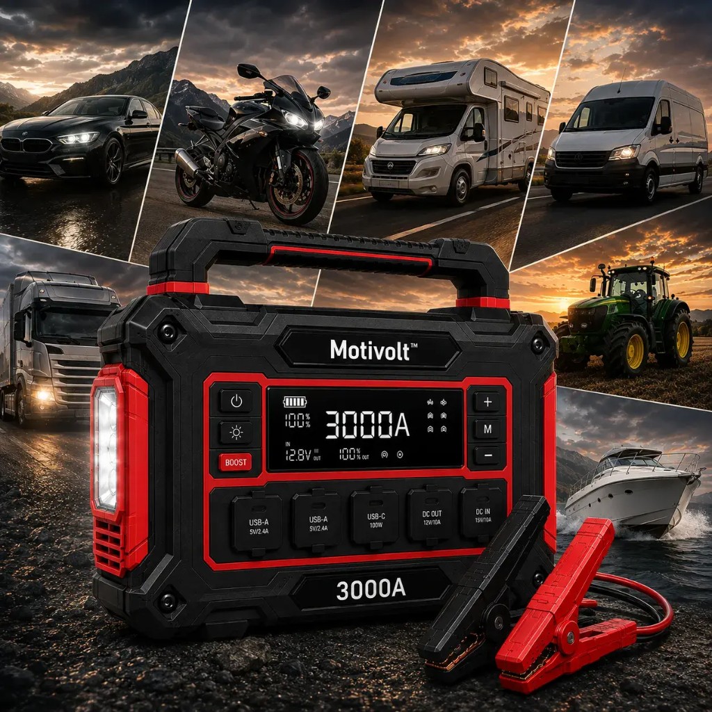 MotiVolt 4250A — Starthilfe für Auto, Lkw, Camper, Motorrad und Boot