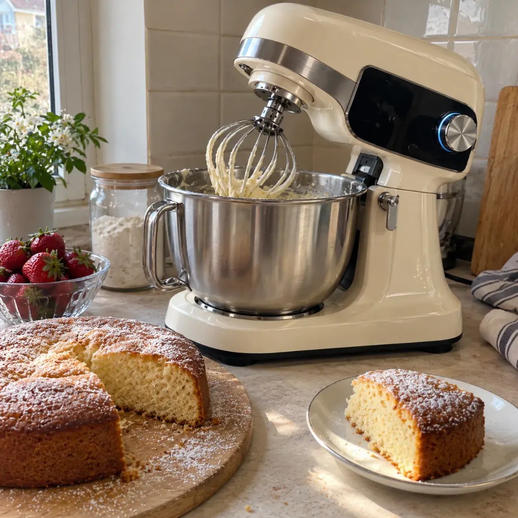 Mixello mit frisch gebackenem Kuchen auf der Theke